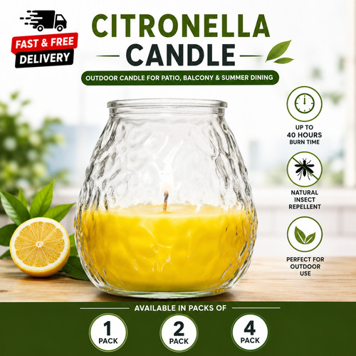Citronella lemon jar candle - lemon,