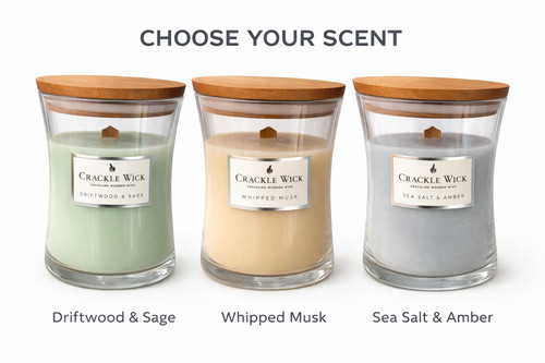 Crackle wick candle - wick, wood