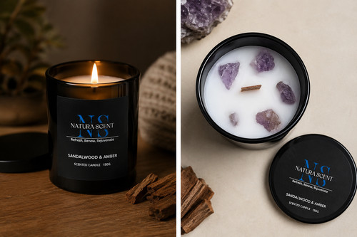 Sandalwood amber candle 150g - amber,
