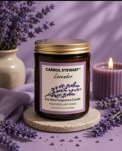 Lavender soy candle - candle, amber