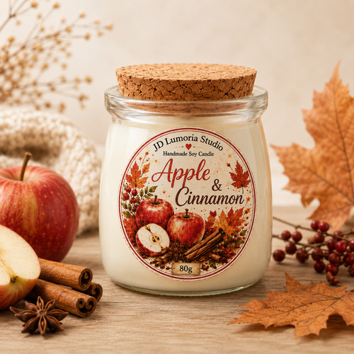 Apple cinnamon soy candle - apple,