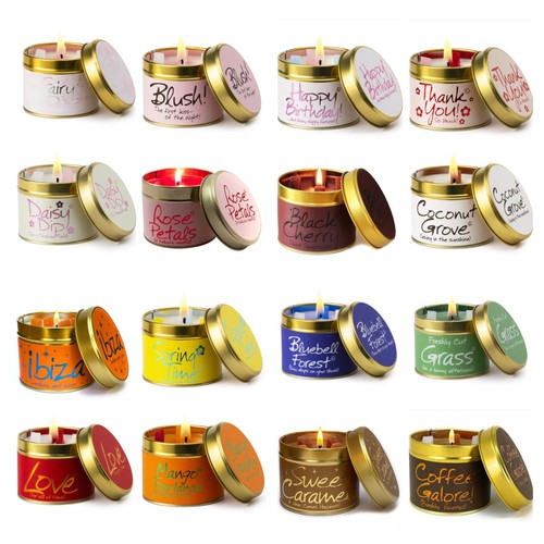 Lily flame candle - lidded, tin